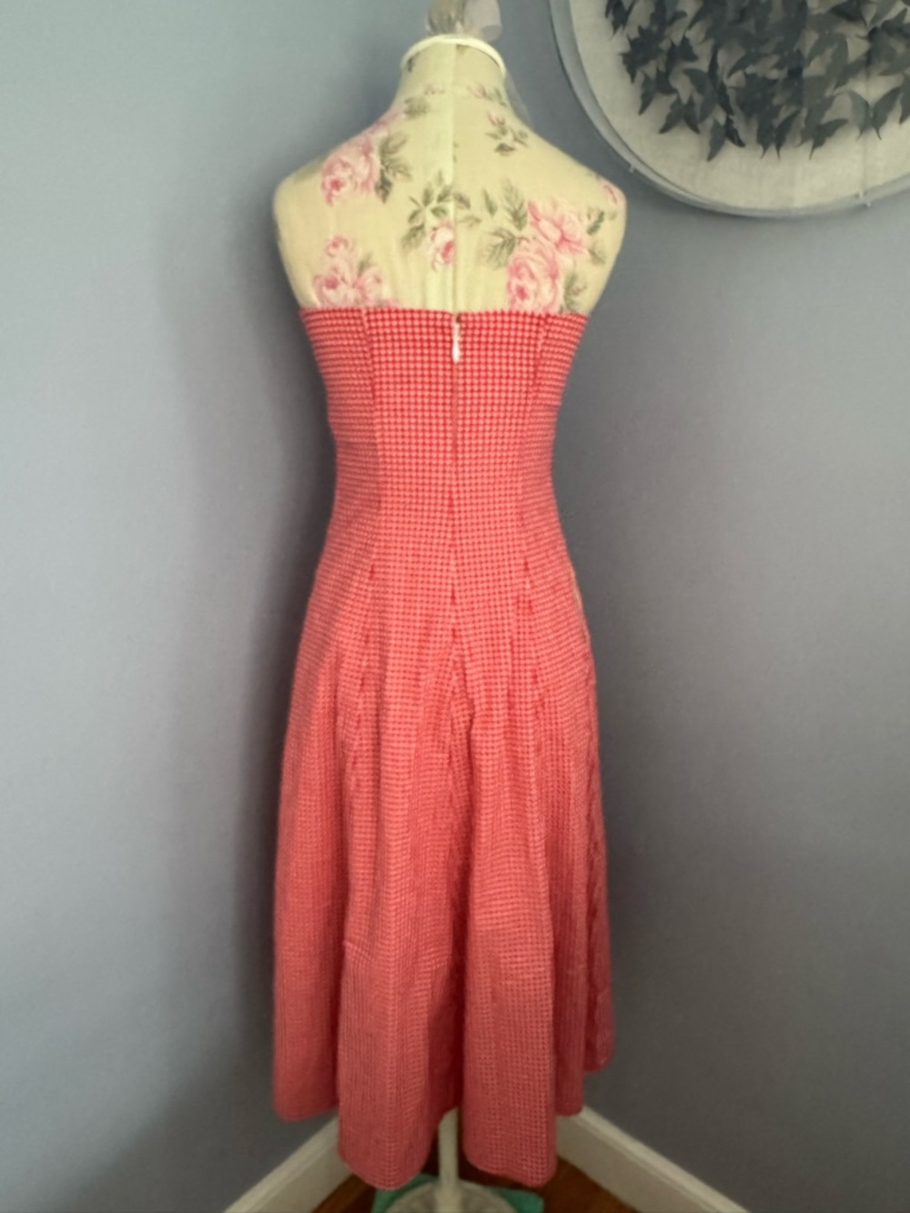 Abercrombie & Fitch Red Gingham Strapless Midi Dress - Picture 5 of 10